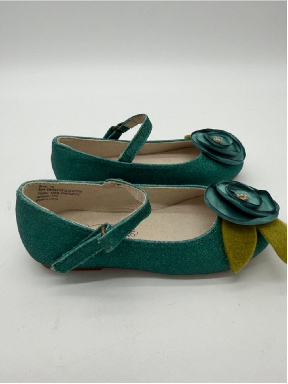 JOYFOLIE Charlotte Green Glitter Mary Jane Dress Shoes with Flower Size 9C - Picture 2 of 6